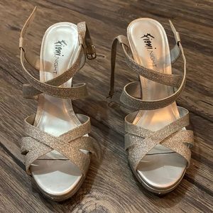 Silver, sparkly high heels